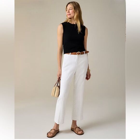 NWT J CREW Tall Kaya pant in stretch linen blend in Flax Ivory - Picture 2 of 8